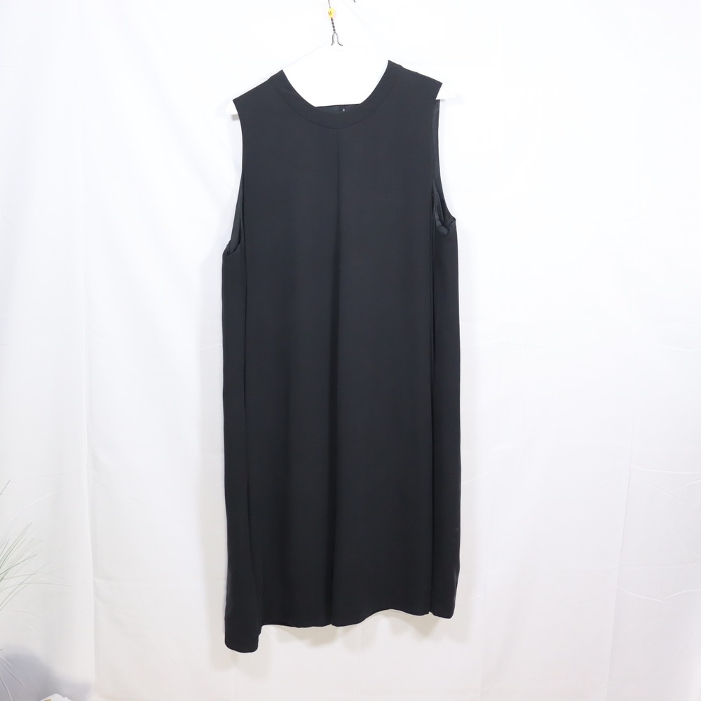 Eileen Fisher Silk Shift Dress XL Black Women Minimalist LBD